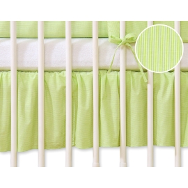 Baby cot decorative skirt dust Ruffle-Masking flounce 140x70cm- Hanging Hearts green stripes