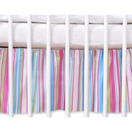 Baby cot decorative skirt dust Ruffle-Masking flounce 140x70cm- Hanging Hearts lialac stripes