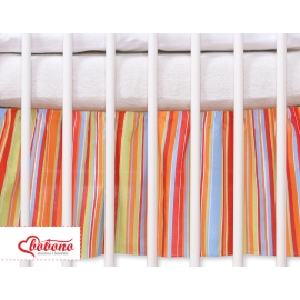 Baby cot decorative skirt dust Ruffle-Masking flounce 140x70cm- Hanging Hearts ornage stripes