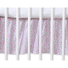 Baby cot decorative skirt dust Ruffle-Masking flounce 140x70cm- Hanging Hearts pink flowres