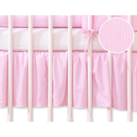 Baby cot decorative skirt dust Ruffle-Masking flounce 140x70cm- Hanging Hearts pink stripes