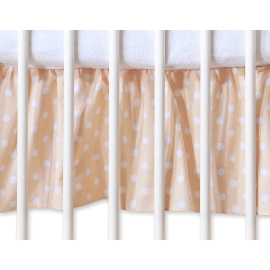 Baby cot decorative skirt dust Ruffle-Masking flounce 140x70cm- Hanging Hearts white dots on beige