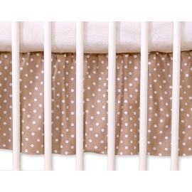 Baby cot decorative skirt dust Ruffle-Masking flounce 140x70cm- Hanging Hearts white dots on brown