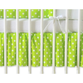 Baby cot decorative skirt dust Ruffle-Masking flounce 140x70cm- Hanging Hearts white dots on green
