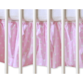 Baby cot decorative skirt dust Ruffle-Masking flounce 140x70cm- Hanging Hearts white dots on pink