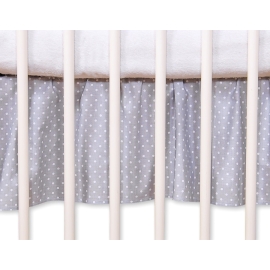 Baby cot decorative skirt dust Ruffle-Masking flounce 140x70cm- Hanging Hearts white polka dots on Gray