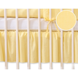 Baby cot decorative skirt dust Ruffle-Masking flounce 140x70cm- Hanging Hearts yellow stripes