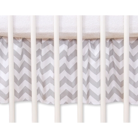 Baby cot decorative skirt dust Ruffle-Masking flounce for cot 140cm - Simple chevron Gray
