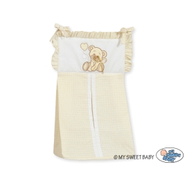 Baby cot diaper organiser bag- Bear with bow white