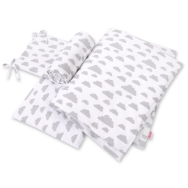 Baby Crib/Cot Bedding set 3-pcs - clouds gray