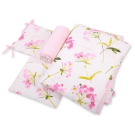 Baby Crib/Cot Bedding set 3-pcs - flowers pink