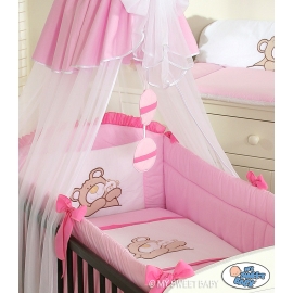 Baby Crib/Cot Bedding set 3-pcs (L70)- Teddy Bear Barnaba pink