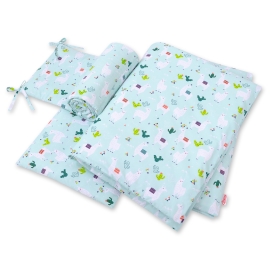 Baby Crib/Cot Bedding set 3-pcs - lama mint
