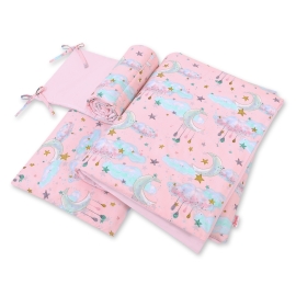 Baby Crib/Cot Bedding set 3-pcs - moons pink