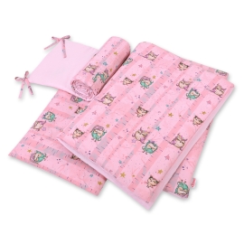 Baby Crib/Cot Bedding set 3-pcs - Owls pink