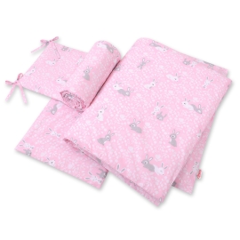 Baby Crib/Cot Bedding set 3-pcs - pink rabbits