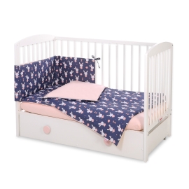 Baby Crib/Cot Bedding set 3-pcs - rabbits navy blue