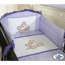 Baby Crib/Cot Bedding set 3-pcs (S60)- Teddy Bear Barnaba lilac