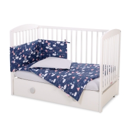 Baby Crib/Cot Bedding set 3-pcs - Swans navy blue