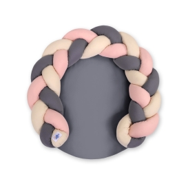 Baby donut pillow/ braided bumper play mat 2 in 1 - beige-pastel pink-anthracite
