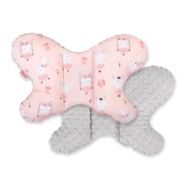 Baby Double-sided Anti Shock Pillow "BUTTERFLY" - ballerinas pink/gray