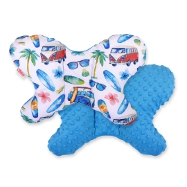 Baby Double-sided Anti Shock Pillow "BUTTERFLY" - bus/ turquoise