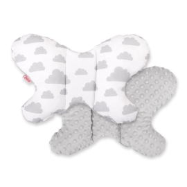 Baby Double-sided Anti Shock Pillow "BUTTERFLY" - clouds gray/gray