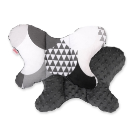Baby Double-sided Anti Shock Pillow "BUTTERFLY" - gray fish scales/anthracite
