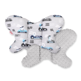 Baby Double-sided Anti Shock Pillow "BUTTERFLY" - gray rabbits/gray