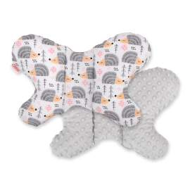 Baby Double-sided Anti Shock Pillow "BUTTERFLY" - hedgehogs gray/gray