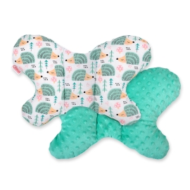 Baby Double-sided Anti Shock Pillow "BUTTERFLY" - hedgehogs mint/mint