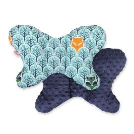 Baby Double-sided Anti Shock Pillow "BUTTERFLY" - mint forest/dark blue