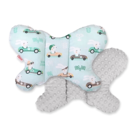 Baby Double-sided Anti Shock Pillow "BUTTERFLY" - rabbits mint/gray