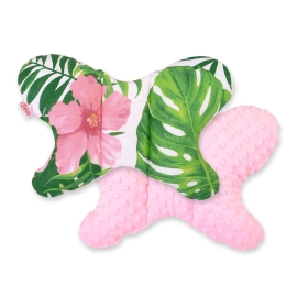 Baby Double-sided Anti Shock Pillow "BUTTERFLY"- tropical flowers/pink