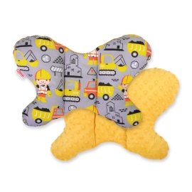 Baby Double-sided Anti Shock Pillow "BUTTERFLY" - yellow excavators/honey yellow