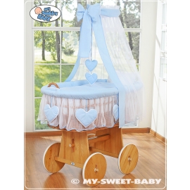 Baby Moses Basket with Drapes Amelie blue