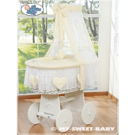Wicker Crib with Drapes for Baby - Amelie cream