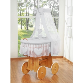 Baby Moses Basket on Wheels / Wicker drape crib- Amelie gray