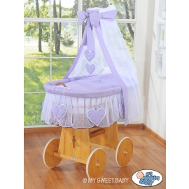 Wicker Crib with drapes - Amelie lilac