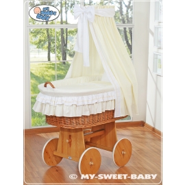 Baby Wicker Crib with Drapes crib- Bellamy cream