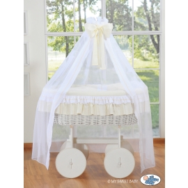 Baby Moses Basket on Wheels / Wicker drape crib Deluxe- Bellamy cream
