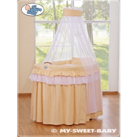 Baby Moses Basket on Wheels / Wicker drape crib- Little Prince/Princess peach
