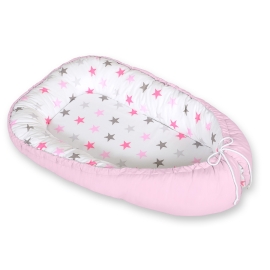 Baby nest- gray-pink stars/ gray