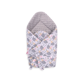 Baby nest minky with bow - hedgehogs Gray