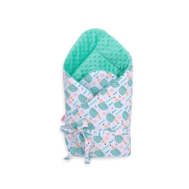 Baby nest minky with bow - hedgehogs mint