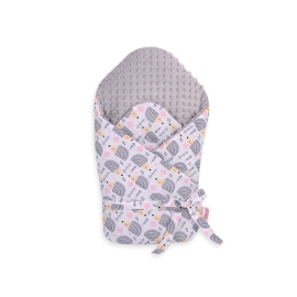 Baby nest minky with stiffening with bow - hedgehogs Gray