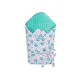 Baby nest minky with stiffening with bow - hedgehogs mint
