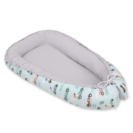 Baby nest- mint rabbits/gray