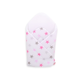 Baby nest Wrapping Blanket - Gray-pink stars