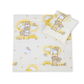 Baby pram bedding set 2pcs- Basic Cream ladders